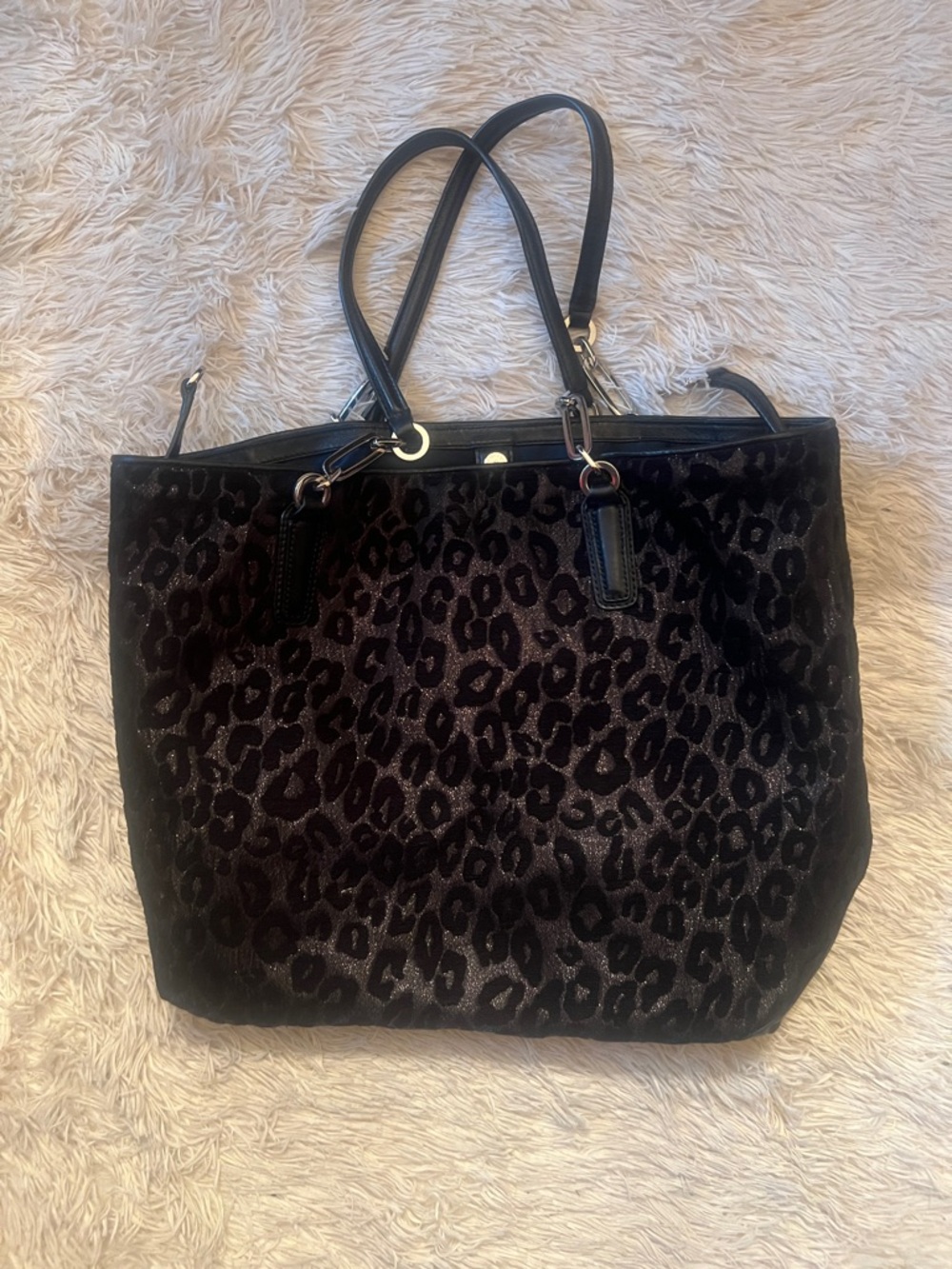 Coach Black Leopard-Print Tote with Leather Straps & Coach Wallet - Picture 6 of 7